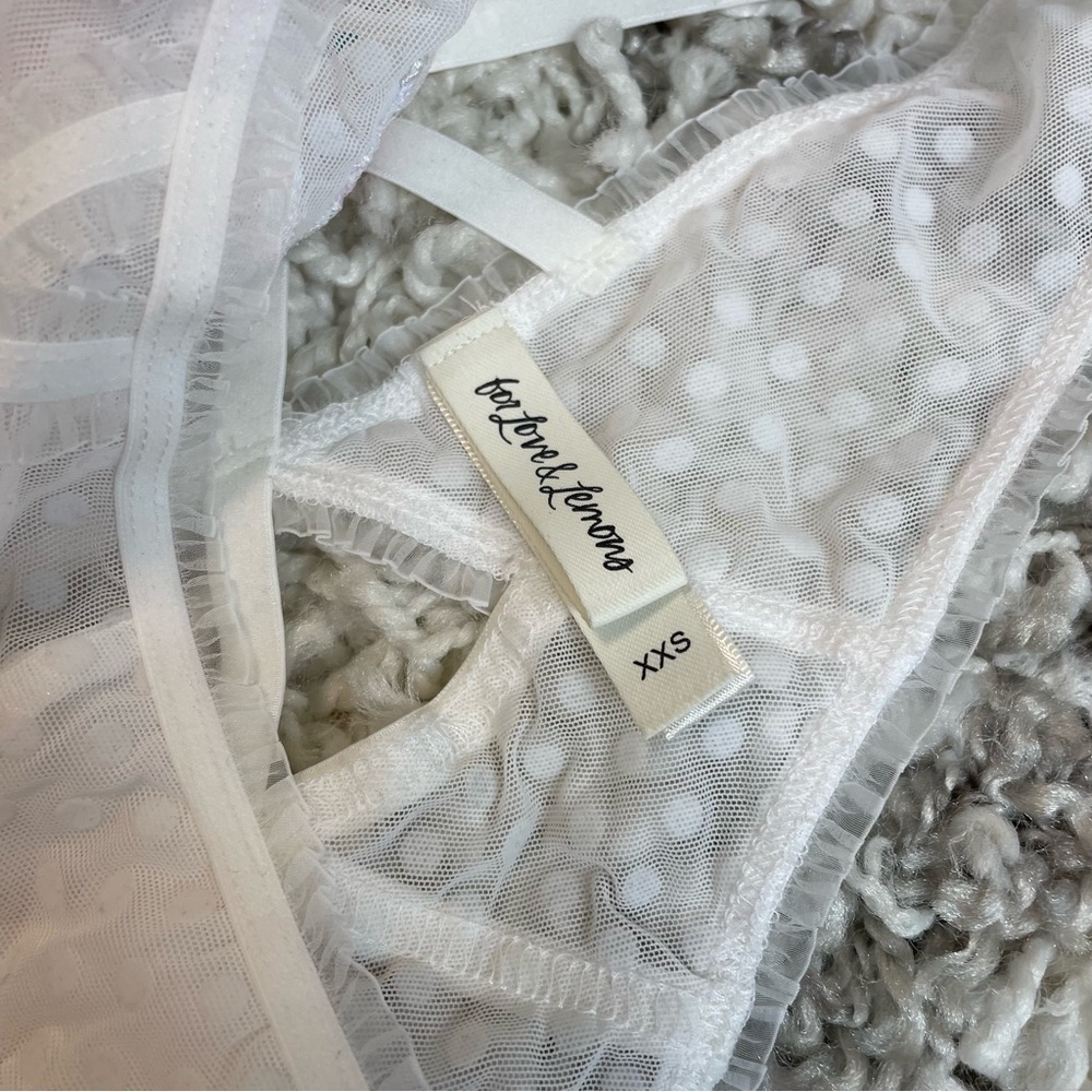 NWOT FOR LOVE & LEMONS High Waisted Floral Outline Panty White XXS - Picture 7 of 11